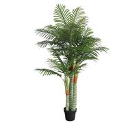 Ziaphsol Palmier artificiel avec 3 troncs - Vert - 180 cm - En polypropylène - Pour salon, balcon, bureau, terrasse, jardin - Décoration facile d'entretien - Avec pot en ciment et tronc malléable