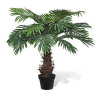 Ziaphsol Palmier Cycus artificiel réaliste avec pot, 80 cm de haut, 21 feuilles vertes, polyester, pour salon, bureau, balcon, intérieur et extérieur comme décoration