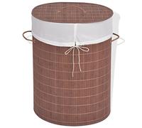 Ziaphsol Panier à linge ovale en bambou - Marron - 45 x 35 x 60 cm - Avec insert amovible en tissu polyester - Panier à linge avec poignées - Pour buanderie, maison, rangement ordonné