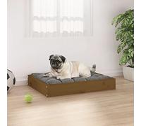Ziaphsol Panier pour chien, marron miel, en bois de pin massif, 61,5 x 49 x 9 cm, rectangulaire, espace de couchage et couchage pour salon, voyage, voiture, confort calme