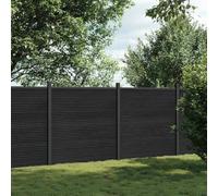 Ziaphsol Panneau de clôture gris en WPC composite 353x186 cm pour jardin terrasse balcon, barrière occultante rigide avec poteaux aluminium, lame occultante pour intimité et séparation extérieure