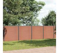 Ziaphsol Panneau de clôture marron WPC composite bois-plastique 1218 x 186 cm, barrière jardin avec poteau aluminium, lame occultante rigide pour intimité terrasse balcon extérieur