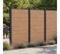 Ziaphsol Panneau de clôture WPC et Aluminium marron 95x186 cm avec poteau et fixation, palissade rigide pour jardin terrasse balcon extérieur, brise vue occultant pour intimité et séparation