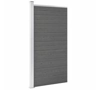 Ziaphsol Panneau de clôture WPC gris 95x186 cm, barrière de jardin rigide en composite bois-plastique, poteau avec fixation en acier, palissade occultante pour terrasse, balcon, extérieur, piscine