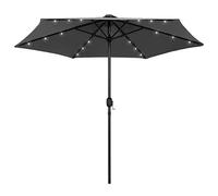 Ziaphsol Parasol avec éclairage LED, 270 cm de diamètre, anthracite, protection UV, mât en aluminium, mécanisme à manivelle, LED solaires pour jardin, terrasse, balcon