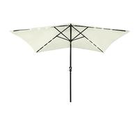 Ziaphsol Parasol blanc sable 2 x 3 m avec 18 LED solaires, protection UV en polyester et mât en acier revêtu par pulvérisation, idéal pour jardin, terrasse et balcon