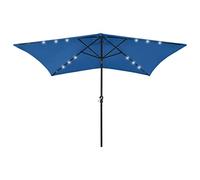Ziaphsol Parasol bleu azur 2 x 3 m avec 18 LED solaires, protection UV en tissu polyester et mât en acier revêtu par pulvérisation, idéal pour jardin, terrasse et balcon