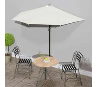 Ziaphsol Parasol de Balcon Demi Rond Sable avec mât en Aluminium et manivelle, 270 x 144 x 222 cm, Toile Polyester Anti UV, 5 Nervures Acier, pour terrasse et Balcon extérieur