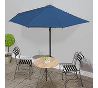 Ziaphsol Parasol de balcon en aluminium - Bleu - 300 x 155 x 223 cm - Semi-circulaire - Protection UV - Résistant aux intempéries - Pliable avec manivelle - Pour jardin, terrasse, balcon, plage