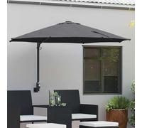 Ziaphsol Parasol de Jardin Anthracite, Voile ombrage en Polyester et Acier, 248 x 248 x 148 cm, inclinable, manivelle, LED solaires, pour Jardin terrasse Patio et Cour