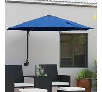 Ziaphsol Parasol de Jardin Azur 248 x 248 x 148 cm en Polyester et Acier, auvent inclinable avec manivelle, Bandes LED solaires pour terrasse, Patio, Jardin, Protection Soleil UV et Pluie