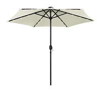 Ziaphsol Parasol de Jardin Blanc Sable en Aluminium, Toile Polyester Anti UV, mât 38 mm, 24 LED solaires, mécanisme à manivelle, 270 cm pour terrasse Balcon Piscine Patio extérieur