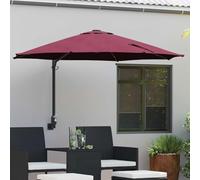 Ziaphsol Parasol de Jardin Bordeaux 248 x 248 x 148 cm, Polyester et Acier, Voile ombrage inclinable avec manivelle, Bandes LED solaires pour Jardin terrasse Patio extérieur