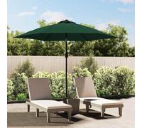 Ziaphsol Parasol de Jardin déporté 3 m Vert avec LED solaires, Toile Polyester Anti UV, mât Acier Noir, manivelle et Inclinaison pour terrasse, Balcon, Patio et Jardin