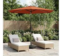 Ziaphsol Parasol de Jardin inclinable avec lumières LED solaires, Toile Polyester 160 g, Base lestée 40 kg, Protection UV pour terrasse Patio Balcon extérieur, Couleur Terre Cuite