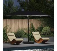 Ziaphsol Parasol de Jardin Noir en Polyester 385 x 209 x 244 cm, Double Face avec manivelle, LED solaires, Base Incluse, pour terrasse, Balcon, Patio et Jardin extérieur