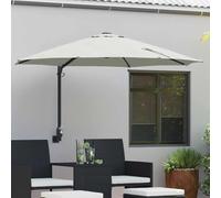 Ziaphsol Parasol de Jardin Sable 248 x 248 x 148 cm en Polyester et Acier, Voile ombrage inclinable avec manivelle, Bandes LED solaires, pour Jardin terrasse Patio extérieur