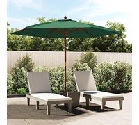Ziaphsol Parasol de Jardin Vert avec mât en Bois Dur Massif 299 x 240 cm, Toile Polyester Anti UV Anti décoloration, 6 Nervures, Orifice de Ventilation, système de poulie