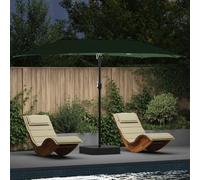 Ziaphsol Parasol de Jardin Vert en Polyester 385 x 209 x 244 cm, Double-Face avec Base, manivelle, LED solaires, résistant aux UV et aux intempéries pour terrasse Balcon Jardin Patio extérieur
