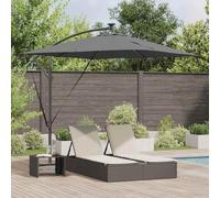 Ziaphsol Parasol déporté Anthracite 249 x 249 x 250 cm en Polyester et Aluminium, manivelle Manuelle, Inclinaison, LED solaires, Protection Soleil UV pour Jardin terrasse Balcon extérieur Patio