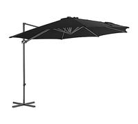 Ziaphsol Parasol déporté avec mât en acier - 300 cm - Noir - Protection UV - Parasol de jardin en polyester - Inclinable et rotatif à 360° - Avec pied en croix