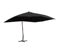 Ziaphsol Parasol déporté avec mât en bois, 400 x 300 cm, tissu polyester anti-UV et mécanisme à manivelle pour jardin, terrasse, piscine, cadre en bambou robuste