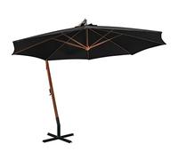 Ziaphsol Parasol déporté avec mât en bois de sapin massif noir, 3,5 x 2,9 m, résistant aux UV, imperméable, pour terrasse, jardin et extérieur