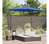 Ziaphsol Parasol déporté Azur 294 x 200 x 270 cm Polyester et Aluminium, inclinable, Toile UV, Bandes LED solaires, Jardin terrasse Balcon extérieur, Structure Durable