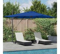 Ziaphsol Parasol déporté Bleu Azure en Aluminium et Polyester 286 x 284 x 270 cm, inclinable, Rotation 360 degrés, manivelle, Protection Soleil UV Pluie pour Jardin terrasse Piscine extérieur