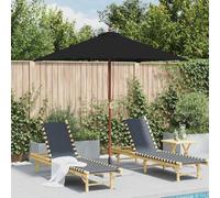 Ziaphsol Parasol rectangulaire avec mât en bois, noir, 150 x 200 cm, protection UV, pour jardin et terrasse, durable, avec système de poulie, parasol d'extérieur