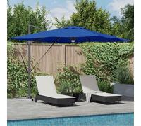 Ziaphsol Parasol Roma Bleu en Aluminium et Polyester, 286 x 284 x 270 cm, rectangulaire inclinable, Rotation 360 degrés, manivelle et LED solaires pour Jardin terrasse Balcon Patio