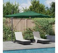 Ziaphsol Parasol Roma Vert rectangulaire 286 x 284 x 270 cm en Aluminium et Polyester, inclinable, Rotation 360 degrés, manivelle, LED Solaire, Jardin terrasse Balcon
