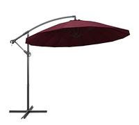Ziaphsol Parasol Suspendu déporté Bordeaux 3 m, mât en Aluminium, Toile Polyester Anti UV, 16 Nervures, Base croisée, manivelle, Jardin terrasse Balcon Patio extérieur