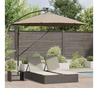 Ziaphsol Parasol taupe - 294 x 294 x 248 cm - Parasol déporté cantilever avec rotation à 360 ° - Polyester résistant aux UV - Éclairage LED solaire pour jardin, terrasse et balcon