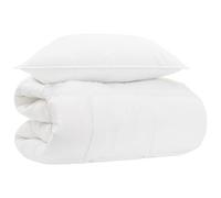Ziaphsol Parure de lit 2 pièces avec oreiller en bambou blanc, housse en coton, 140 x 200 cm, couette d'été et d'hiver, design matelassé pour couette et chambre d'amis, confort