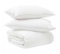Ziaphsol Parure de lit 2 pièces avec taie d'oreiller blanche en fibre de bambou - Housse 100 % coton - 220 x 260 cm - Couette d'été matelassée pour chambre à coucher
