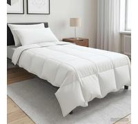 Ziaphsol Parure de lit avec oreiller 2 pièces en fibre de bambou blanche, 140 x 220 cm, housse de couette en coton polyester, design matelassé pour chambre à coucher et invités en été