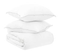 Ziaphsol Parure de lit avec oreiller, blanc, fibre de bambou, coton, motif matelassé, 220 x 240 cm, couette d'été respirante, 2 pièces pour chambre à coucher et invités