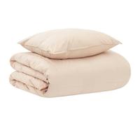 Ziaphsol Parure de lit beige 140 x 200 cm coton kapok polyester couette et oreiller avec design matelassé respirant pour chambre à coucher, chambre d'amis et saisons