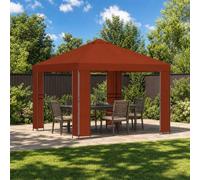 Ziaphsol Pavillon 3 x 3 m Terre Cuite Polyester et Acier Résistant à l'eau pour Terrasse Jardin extérieur ombrage abri pergola tonnelle avec Structure autoportante