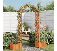 Ziaphsol Pergola de jardin en bois de sapin massif avec bac à fleurs, tuteur pour roses et vignes, autoportante pour passage sur le chemin de jardin, résistant aux intempéries, terrasse, cour