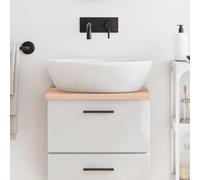 Ziaphsol Plateau de lavabo en bois massif - 40 x 40 x 2 cm - Non traité avec bord naturel - Plaque en bois de chêne pour lavabo de salle de bain - Montage sur plan de travail - Charge maximale de 20