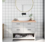 Ziaphsol Plateau de lavabo en bois massif de chêne non traité, 100 x 40 x 2 à 4 cm, bord naturel, plan de travail et plaque de recouvrement de salle de bain pour rénovation