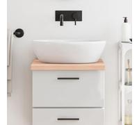 Ziaphsol Plateau de lavabo en bois massif de chêne non traité, 40 x 50 x 2-4 cm, bord naturel, pour montage de lavabo, plan de travail en bois robuste, charge maximale de 20 kg