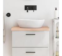 Ziaphsol Plateau de lavabo en chêne massif non traité - 60 x 30 x 2 à 4 cm - Bord naturel - Plan de travail pour salle de bain - Plaque de cuisine à découper, montage et rénovation