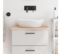 Ziaphsol Plateau de lavabo en chêne massif non traité 60 x 30 x 2 cm avec bord naturel pour rénovation de salle de bain comme plan de travail et plaque de recouvrement