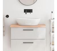 Ziaphsol Plateau de lavabo en chêne massif non traité - 80 x 30 x 2 à 4 cm - Bord naturel - Pour montage comme plan de travail, plan de cuisine, plan de travail dans la salle de bain