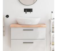 Ziaphsol Plateau de lavabo en chêne massif non traité - 80 x 40 x 2 à 6 cm - Bord naturel comme plan de travail pour rénovation de salle de bain, atelier, cuisine