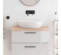 Ziaphsol Plateau de lavabo en chêne massif non traité 80 x 50 x 2 cm avec bord naturel, pour plan de cuisine, plan d'établi et montage lors de la rénovation de salle de bain