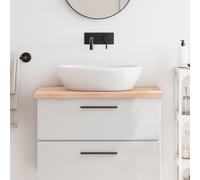 Ziaphsol Plateau de lavabo en chêne massif non traité 80 x 60 x 2 à 4 cm, bord naturel, plan de travail pour rénovation de salle de bain, montage sur support